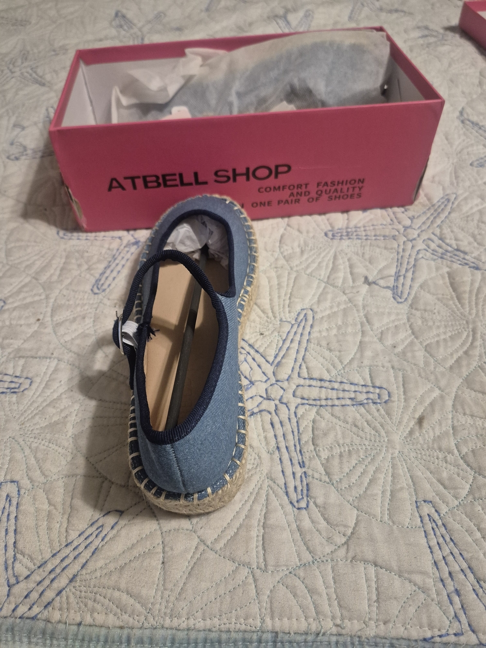 Denim Blue Canvas Espadrille Slip-On Shoes